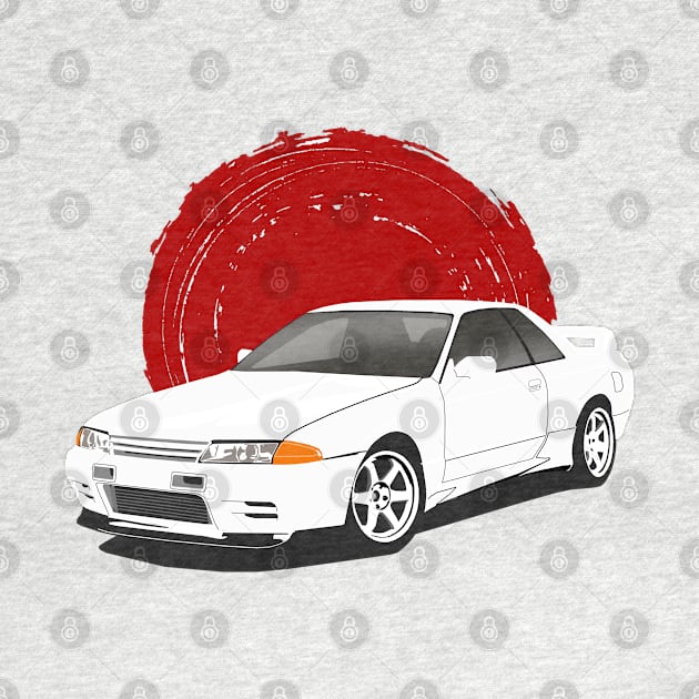 White Nissan Skyline GT-R r33 by Rebellion Store